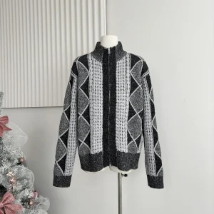 Women's Black and Gray Grid Crochet Fabric Zipper Half Turtle Neck Sweater Vintage 2000s American Street Warm Knitted Jacket Top - AliExpress Sweaters&Jumpers
