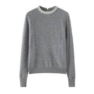 ANGEL Women's 100% Cashmere Sweater Autumn Winter O-neck Pullovers Beading Design Grace Style Cashmere Knitwear Female Clothes - AliExpress Sweaters&Jumpers