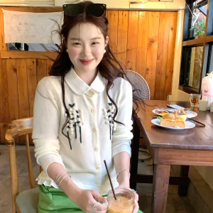 Korean Sle Knitted Sweater Women's Open Cardigan with Stand Collar 3D Decorative Sugar Cr Design Spring Top - AliExpress Sweaters&Jumpers