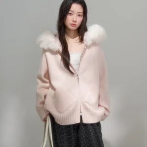 Pink Slimming Casual Hooded Knitted Cardigan Women's Early Spring Korean Sle Versatile Outerwear Soft Medium Acrylic Blend ... - AliExpress Sweaters&Jumpers