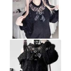 Japanese Y2K Subculture Mass-Produced Hollow Out Off-Shoulder Lace Trim Knitted Pullover Spring Autumn Long Solid Color Sweater - AliExpress Sweaters&Jumpers