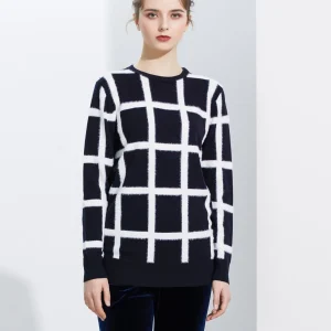 Qinhuan Wool Knitted Color Blo Fce Feel Plaid round Ne Pullover Knitwear Women's Commute Sle Long Sve Sweater - AliExpress Sweaters&Jumpers