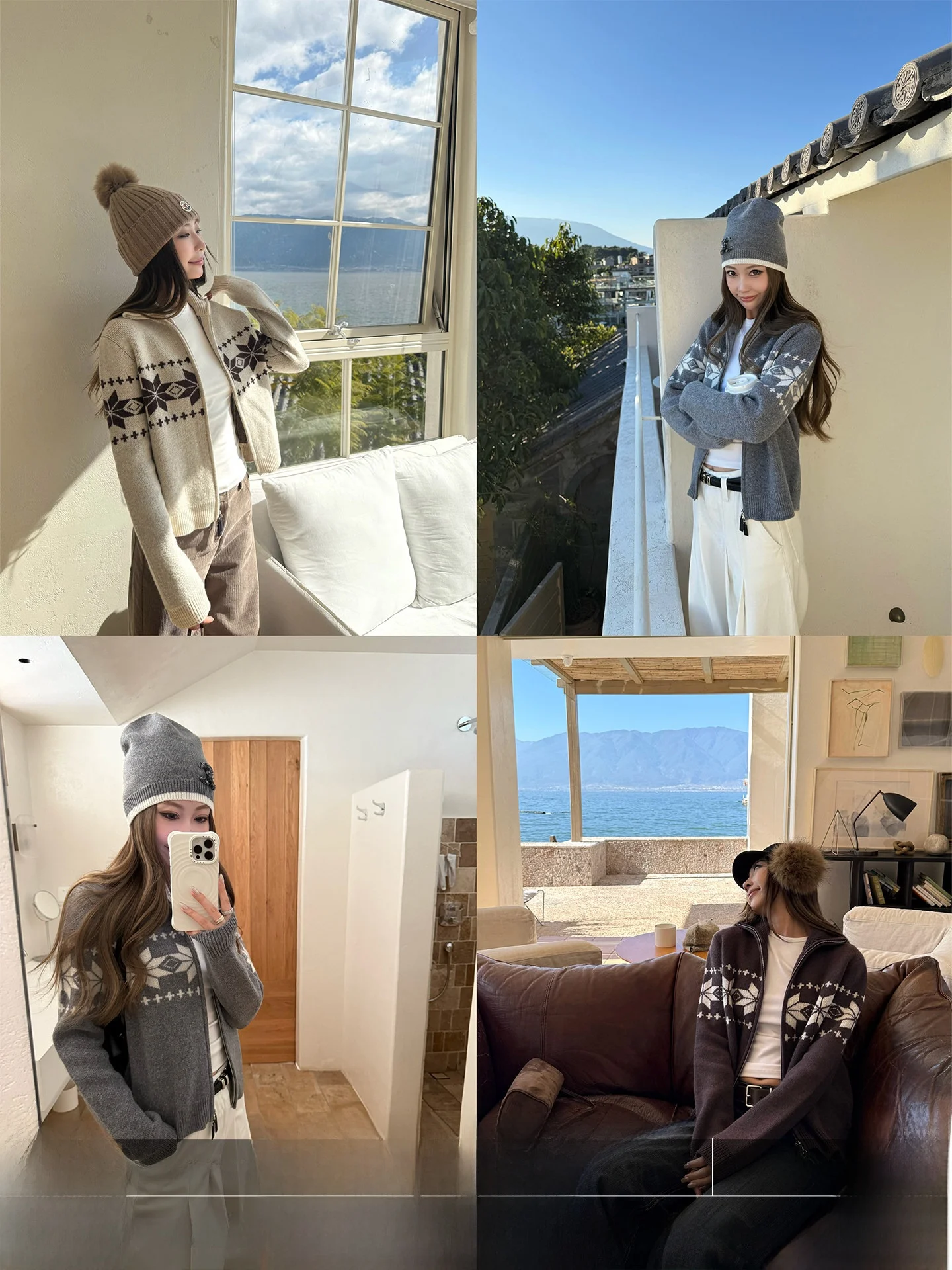 4PRIL Woolen Knitted Zipper Sweater ort Outerwear Women's Top Winter Festival Aosphere 00 Camere Snowflake Design - AliExpress Sweaters&Jumpers