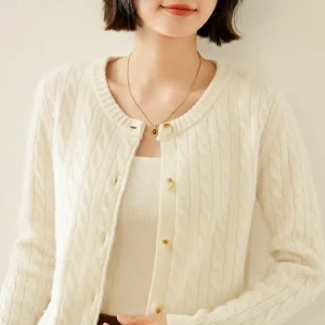 Woman Knitwear Clothes 100% Cashmere Cardigan Sweater New Autumn Winter High Quality O-neck Female Soft Thick Cable Knit Tops - AliExpress Sweaters&Jumpers