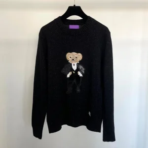 Briti Sle Long Sve round Ne Knitted Sweater Women's Loose Fit Camere Embroidered Bear Cartoon Woolen Knitwear - AliExpress Sweaters&Jumpers