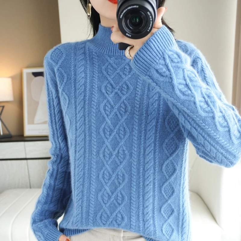 Loose Knitted Sweater Women Pullover Elegant Cashmere Jumpers Turtleneck 2022 Winter Clothes Fashion Oversized Long Sleeve Tops - AliExpress Sweaters&Jumpers