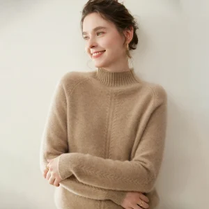 ANGEL 100% Cashmere Sweater Women Mock Neck Thicken Twist Flower Pullover Autumn Winter Pure Cashmere Knitwear Clothing Warm Top - AliExpress Sweaters&Jumpers