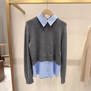 Spring ay id Pattern Detachable  Collar Thermal Diamond Knitted Sweater Women French Sle Medium Softn Long Sve - AliExpress Sweaters&Jumpers
