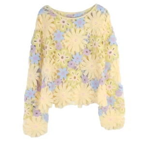 Bohemian resort style floral pullover long-sleeved sweater for women, loose temperament, autumn and winter new ethnic pastoral s - AliExpress Sweaters&Jumpers