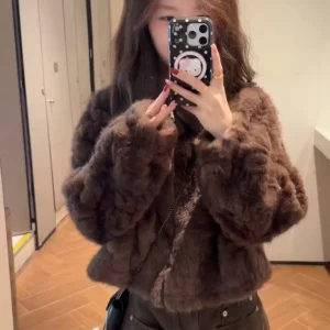 Ele ort Fur Jaet Women's Zipper Warm Plu Top Brown Winter New Sle Comfortable Fit Straight Hemline  Body pe - AliExpress Sweaters&Jumpers