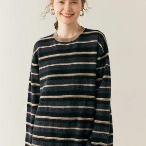 Classic Autumn Winter Woman Sweater Elegant Female 100% Cashmere Knitted Pullover Striped Long Sleeve Clothes Tops Loose Jumper - AliExpress Sweaters&Jumpers