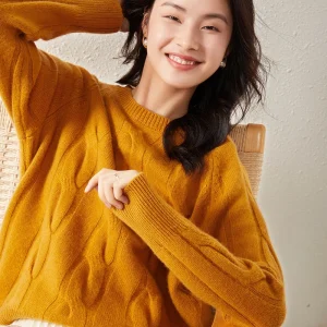 High-end Women Cashmere Knited Sweater Twist Flower Thick Round Neck Pullover Autumn Winter Ethnic Style 100% Cashmere Knit Tops - AliExpress Sweaters&Jumpers