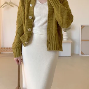Women's Wool Knitted Open Cardigan ort Loose Thiened Spring Autumn New Sle Casual Sle Long Sve f High round Ne - AliExpress Sweaters&Jumpers