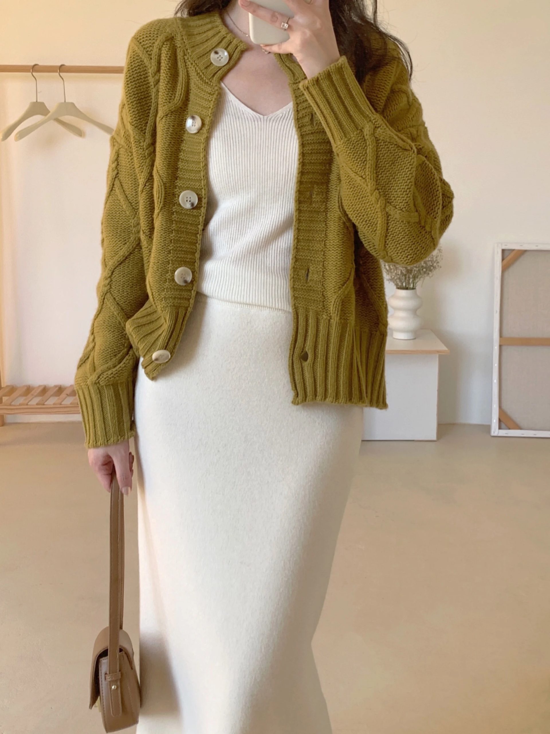Women's Wool Knitted Open Cardigan ort Loose Thiened Spring Autumn New Sle Casual Sle Long Sve f High round Ne - AliExpress Sweaters&Jumpers