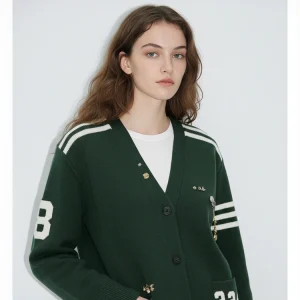 Academy Sle Women's Knitted Woolen Cardigan V-Ne Striped Decorative Metal Piece Long Sve Sweater Winter Faion - AliExpress Sweaters&Jumpers