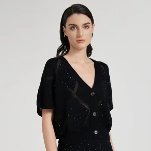 BC1047 high-quality luxury women's Sequin Silk and linen cardigan Sweater spring summer - AliExpress Sweaters&Jumpers