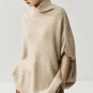 CHICUU Women Turtleneck Batwing Sleeve Pullover Sweater Thick 100% Cashmere Knitwear Half Sleeve Luxury Design Autumn Winter - AliExpress Sweaters&Jumpers