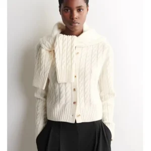 Women's Knitted Sweater Stand Fit Twist Knit Open Cardigan Ivory New Spring 2026 Online Exclusive Regular Sve Length - AliExpress Sweaters&Jumpers
