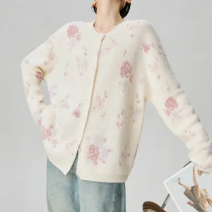 Chic Pink Purple Gradient Print Knitted Open Cardigan Spring Fashion Women's Style Gentle High Intelligence Dressing Top - AliExpress Sweaters&Jumpers