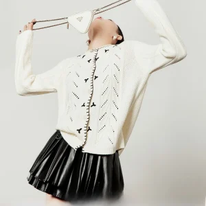 White Knitted Sweater Women's Loose Fit Casual Sle Spring 2026 New Arrival Ele Luxury Embroidered Rhombus Pattern Top - AliExpress Sweaters&Jumpers