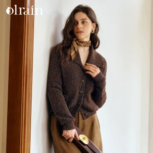 OLrain Women's French Style Sweater 2026 Autumn Single Buttoms Breasted Turn-down Collar Jumper Soft Casual Knitwear O57QM96525 - AliExpress Sweaters&Jumpers
