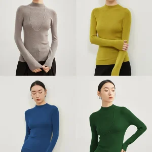 TINNTINN Sl f High Ne Beautiful Knitwear Wool Sweater Base Layer 8 Colors Full Forming Comfortable Fit Women's Fas... - AliExpress Sweaters&Jumpers