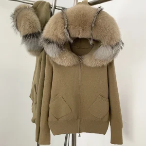 Knitwear Women Cardigan Fashion Autumn Winter Clothes Female Hooded Real Fox Fur Collar Short Knitted Jacket Natural Fur Coat - AliExpress Sweaters&Jumpers
