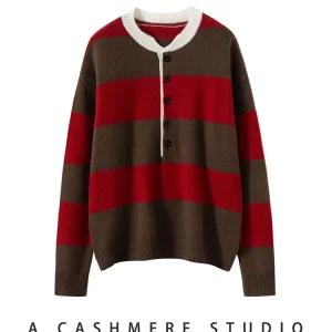 CHICUU New Autumn Winter Women 100% Cashmere Sweater Striped O-neck Long Sleeve Pullover Cashmere Knitwear Casual Style Jumpers - AliExpress Sweaters&Jumpers
