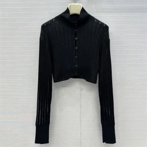 Cardigan for women New elastic knitted hollow out long sleeved top for autumn 2025 Half high neck slim women's sweater Thin coat - AliExpress Sweaters&Jumpers