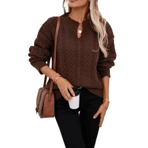 Solid color twisted pullover open collar European and American sweater women's  winter new loose long-sleeved knitted sweater - AliExpress Sweaters&Jumpers