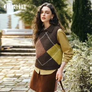 OLrain Women's Sweater Vest 2026 Autumn Turn-down Collar Sleeveless Vest Warm Ladies Knitted Jacquard Female Tops O57QJ001188 - AliExpress Sweaters&Jumpers