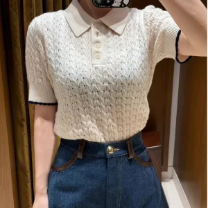 Faionable ort Knitted  Ne Top Color Blo Button Design Hollow out Sle Casual Versatile Women's Autumn Sweater - AliExpress Sweaters&Jumpers
