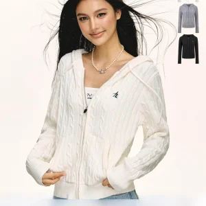 Ariseism American Sle Retro Hooded Knitted Zipper Open Cardigan Women's Spring New Top Sweater Jaet Street Sle Cotton A... - AliExpress Sweaters&Jumpers