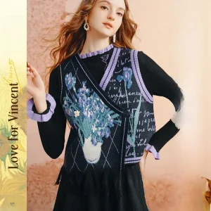 Van Gogh Wildern Poem 2026 Autumn New Tassel Hem Floral Pattern Svel Knitted Open Cardigan Women's Faion Ciwalk - AliExpress Sweaters&Jumpers