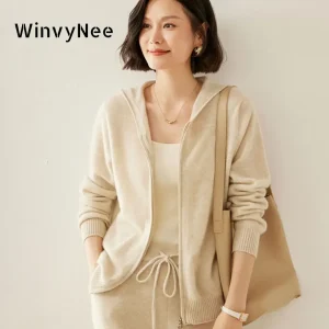WinvyNee Women's Cashmere Wool Cardigans Hooded Sweaters with Zip Solid Casual Knitwear Tops Winter Cropped Cardiagans B1264041 - AliExpress Sweaters&Jumpers