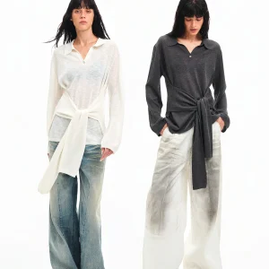 PRRP Cool Bamboo Rayon Long Sve Knitted Top Sun Protection Faionable Translucent Design Commute Sle Pure Color irt - AliExpress Sweaters&Jumpers