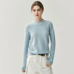 Women's Light Luxury 100% Cashmere round Neck Pullover Sweater with Diamonds Jacquard Knitted Base Knitted Sweater Autumn Winter - AliExpress Sweaters&Jumpers