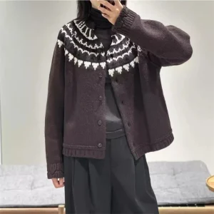 2026 Spring New Women's Fair Isle Jacquard Sweater Wool Blend Knit Cardigan High-Quality Fashionable Casual Loose Knit Top - AliExpress Sweaters&Jumpers