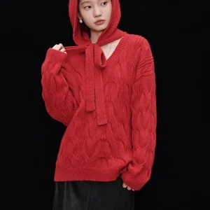 Red Loose Lazy Sweater Autumn Winter Straight Cut Sweet Sle V-Ne Long Sve Knitted Top for Young Women 25-29 Years Old - AliExpress Sweaters&Jumpers