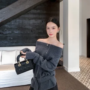 Binguo 00% Pure Wool One-oulder Knitted Sweater Women's Base Layer irt Lazy Feeling Early Spring New Sle Commute Sle - AliExpress Sweaters&Jumpers