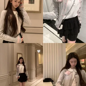 Cloud Peach Pink Lazy Korean Sle Knitted Open Cardigan Women's Faion Light Luxury Soft Long Sve round Ne Pullover - AliExpress Sweaters&Jumpers