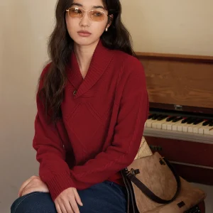 Solighter 00 Wool Women's Pullover Sweater with Twist Flower Design And een Fruit Collar Winter Faion Casual Knitwear - AliExpress Sweaters&Jumpers