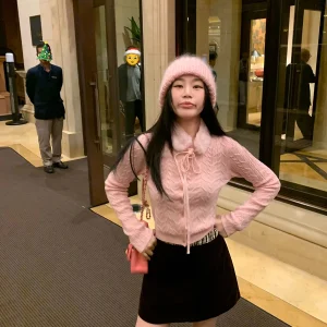 Pear Pink Woolen Knitted Sweater with Knotted Ne Design Full Wool Material Spring New Arrival Women's Faion Commute Sle - AliExpress Sweaters&Jumpers