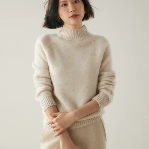 Angel Women 100% Cashmere Sweater Mock Neck Long Sleeve Pullover Autumn Winter Basic Soft Warm Casual Knitwear Korean Style Tops - AliExpress Sweaters&Jumpers