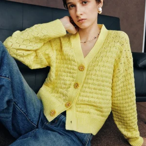Japanese Sle Sweet Girl Beautiful Hollow out Knitted V-ne Daisy Button Long Sve Open Cardigan Outerwear Top - AliExpress Sweaters&Jumpers