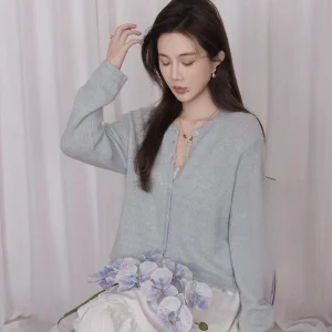Ultra Soft Knitted Cardigan Women's Romantique Sle Long Sve round Ne Pure Color Casual Wear Camel Wool Blend Ruffle Hem - AliExpress Sweaters&Jumpers