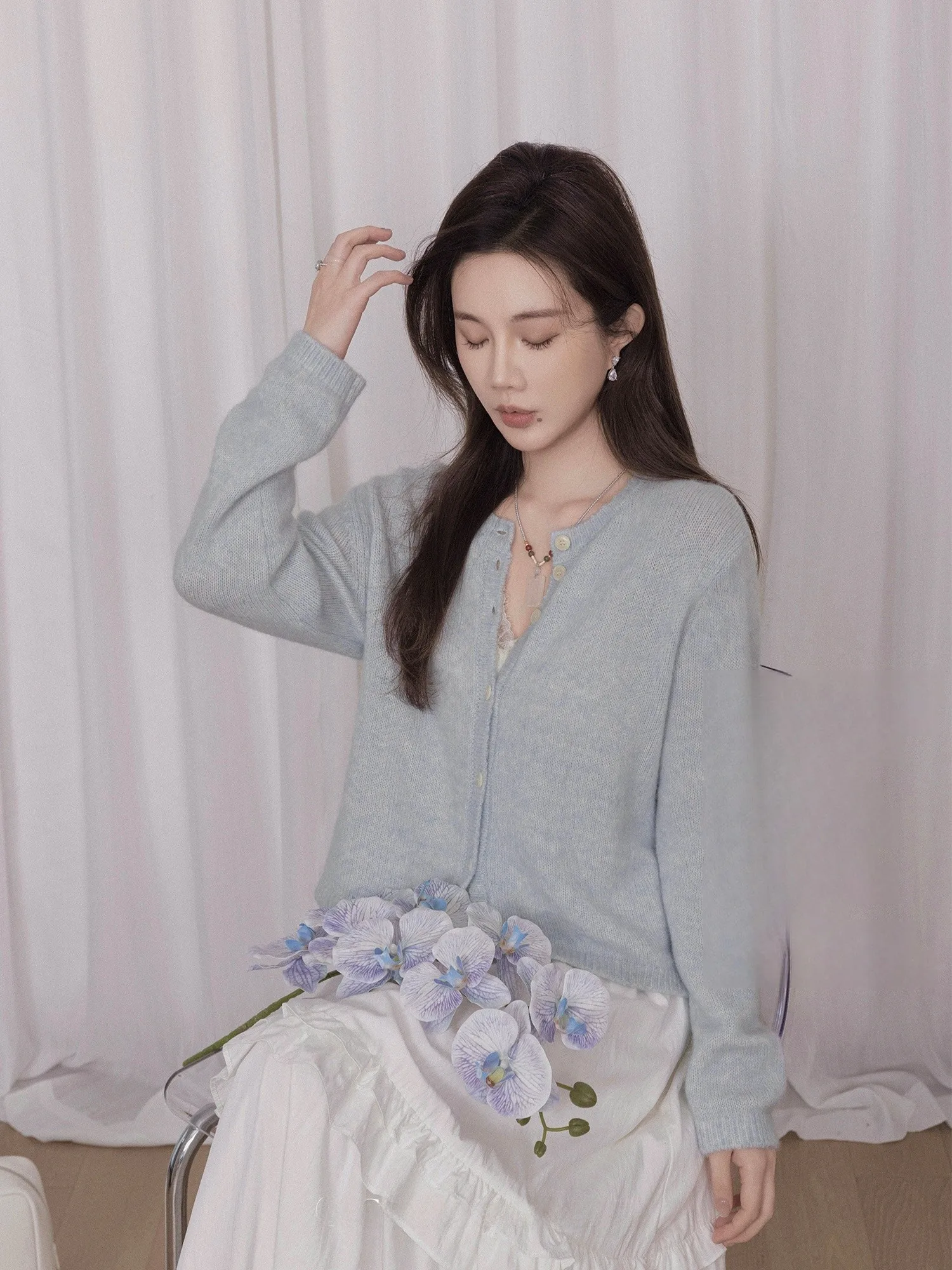 Ultra Soft Knitted Cardigan Women's Romantique Sle Long Sve round Ne Pure Color Casual Wear Camel Wool Blend Ruffle Hem - AliExpress Sweaters&Jumpers