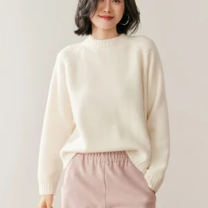 Women's Chic Warm Soft Solid Pullover O-Neck Cashmere Sweater Long Sleeves Autumn Winter Casual Loose Elegant Clothing Tops - AliExpress Sweaters&Jumpers