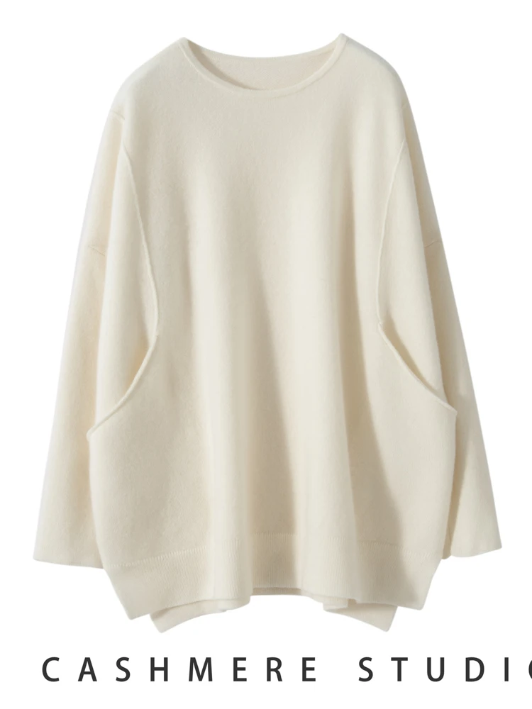 Autumn Winter Women Casual Pullover Sweater 100% Cashmere Knitwear O-neck Solid Soft Warm Loose Jumpers Korean Popular Clothing - AliExpress Sweaters&Jumpers