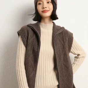 Autumn Winter Commuting Versatile Vest 100% Cashmere Kint Cardigan Sweater Twisted Flower Loose Women's Zipper Fashion Jackets - AliExpress Sweaters&Jumpers